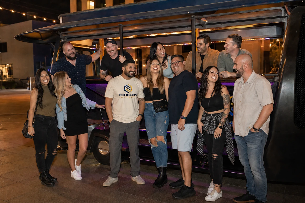 Culture concept showing colleagues sharing a relaxed night out