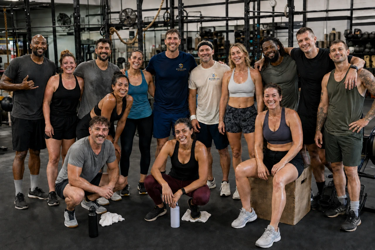Culture concept showing colleagues together after a team workout
