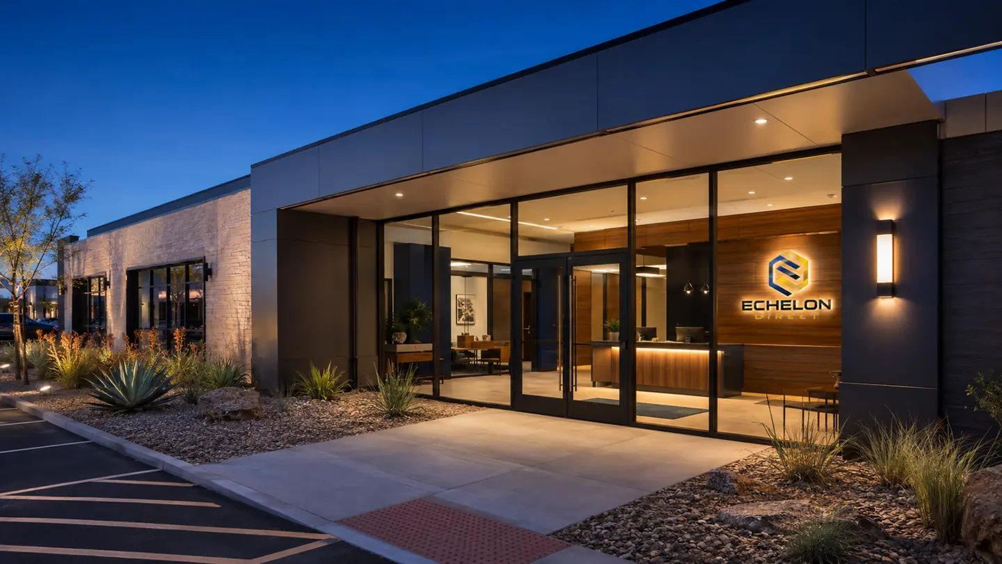 Echelon Direct headquarters in Phoenix at blue hour