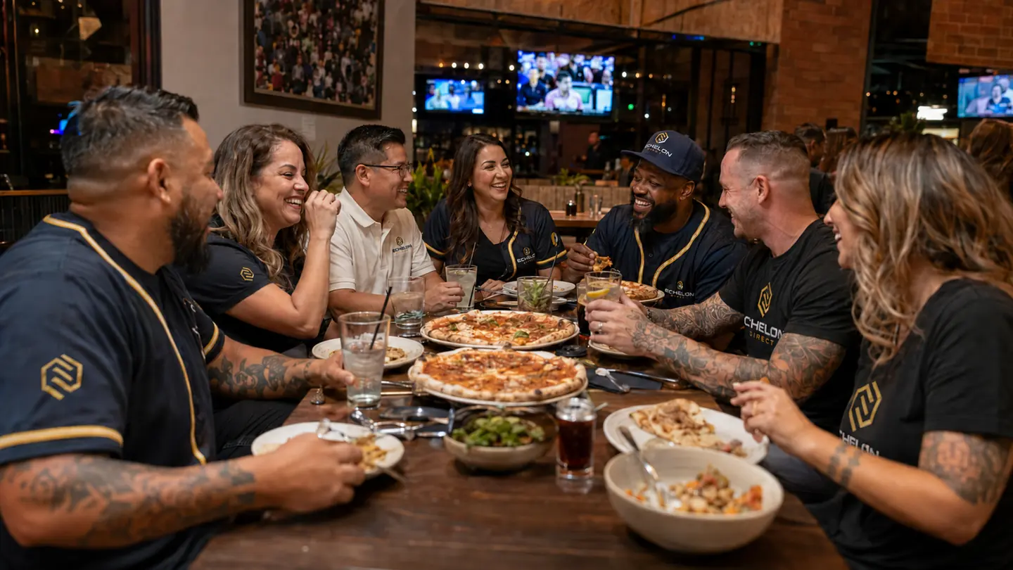 The Echelon team sharing dinner together
