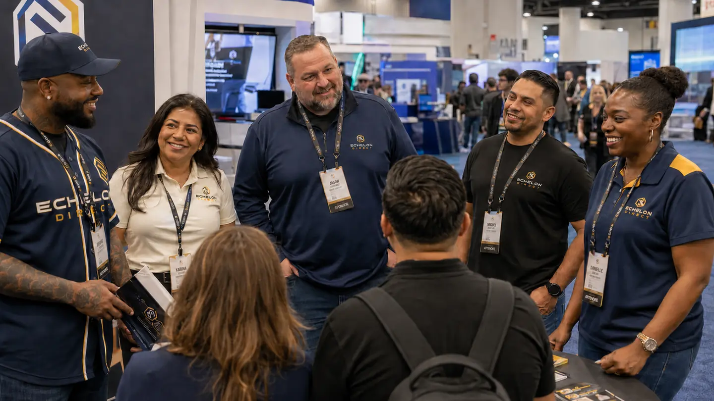 Echelon team members representing the company at a trade show
